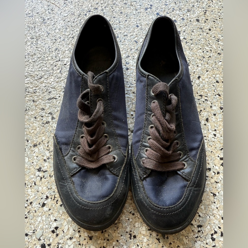 ARMANI Men's Black, Navy Blue and Brown Casual Shoes